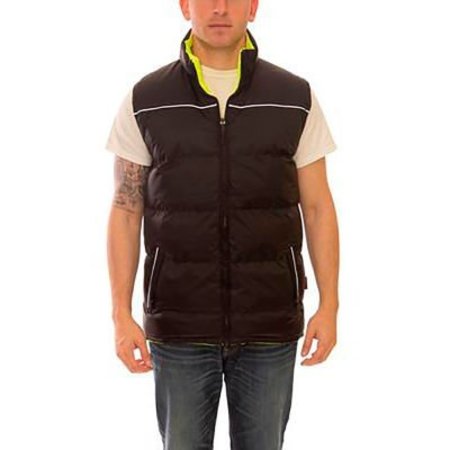 TINGLEY Workreation„¢ Reversible Insulated Zipper Vest, Black/FL Lime, Polyurethane/Polyester, 2XL V26022.2X